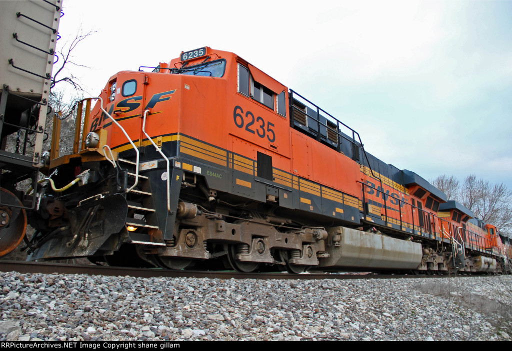 BNSF 6235 3rd unit back on a coal train.